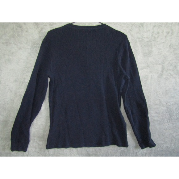 J Crew Mercantile Mens Navy Blue Waffle Knit Henley Long Sleeve Shirt Size L - Picture 2 of 8